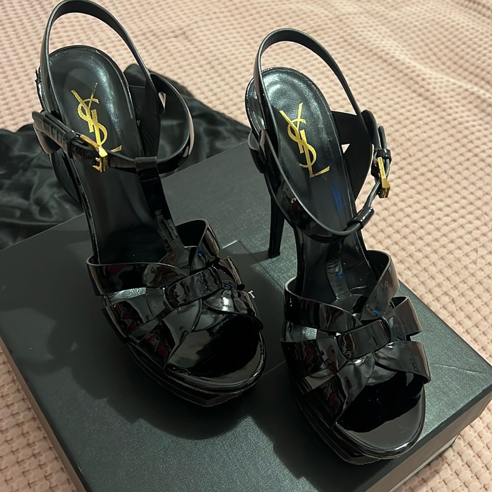 YSL TRIBUTE PLATFORM SANDALS black